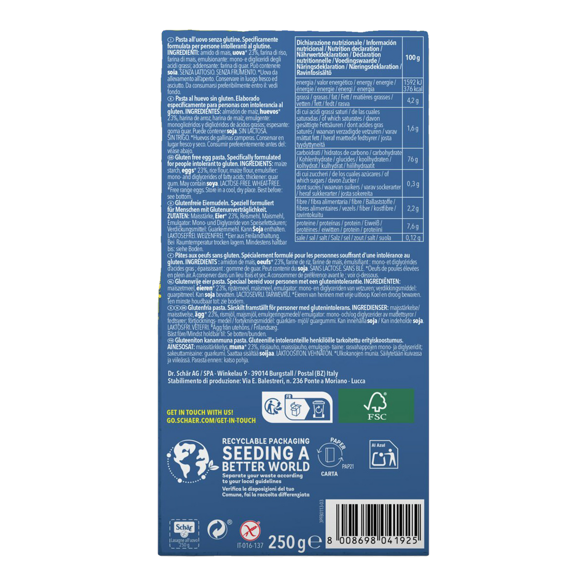Lasagna Sin Gluten 250g