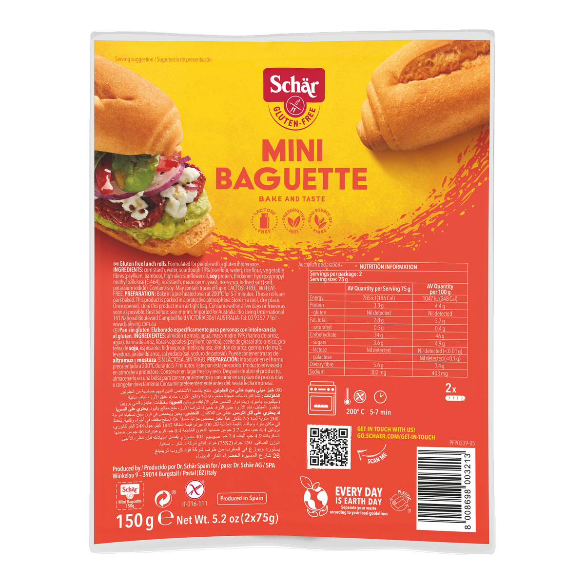 Mini Baguette Sin Gluten 150g