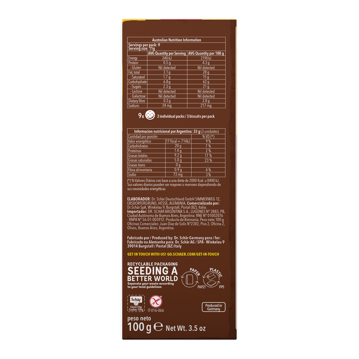 Choco Chip Sin Gluten 100g
