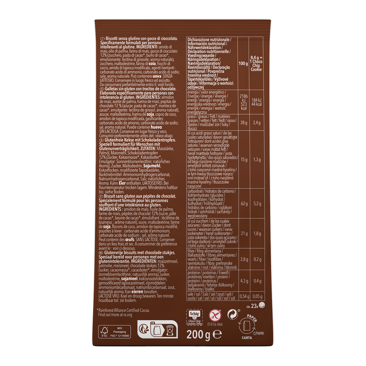 Choco Chip Sin Gluten 200g