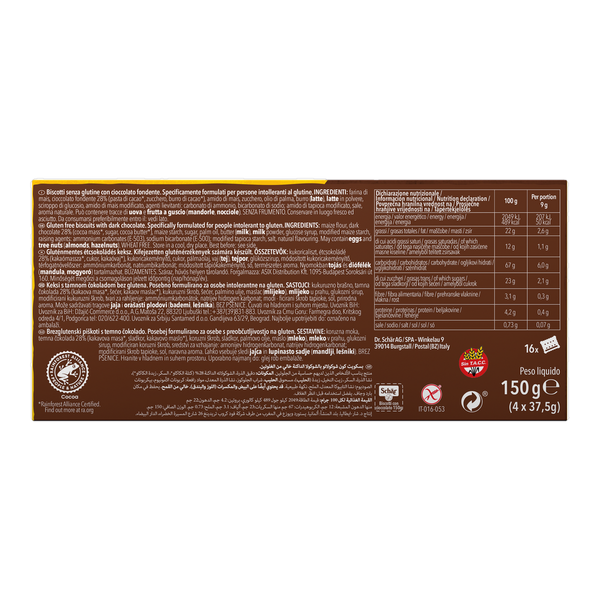 Galletas con Chocolate Sin Gluten 150g