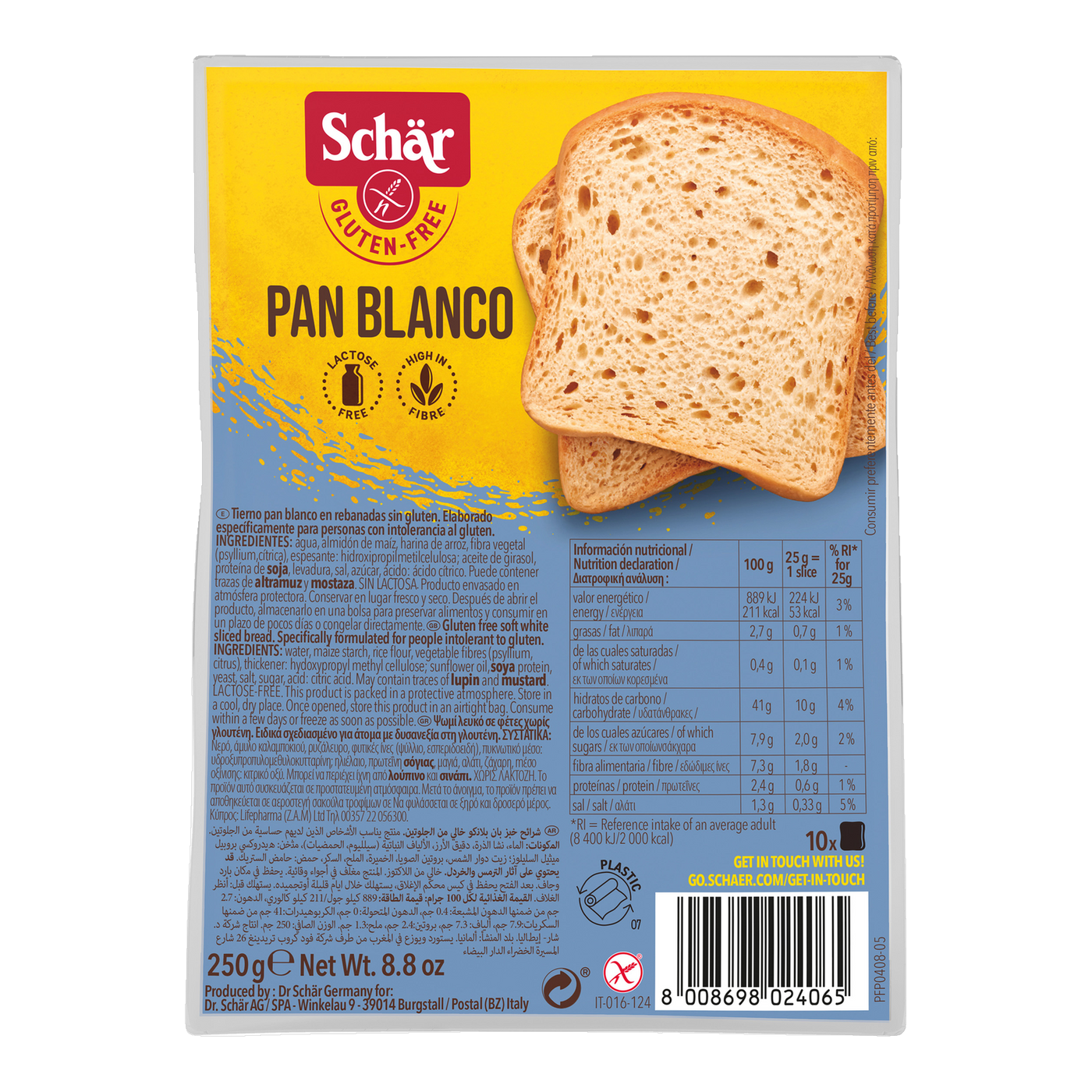 Pan Blanco Sin Gluten 250g