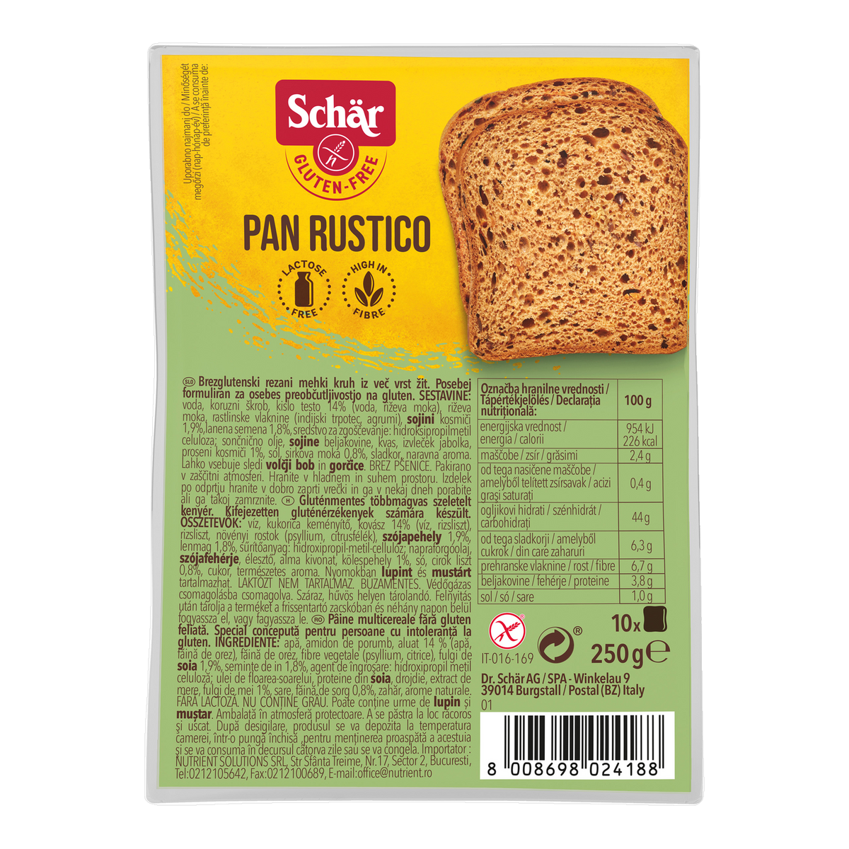 Pan Rústico Sin Gluten 250g