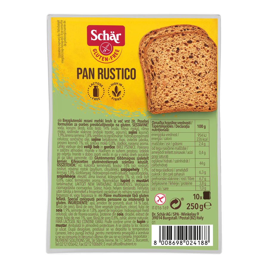 Pan Rústico Sin Gluten 250g