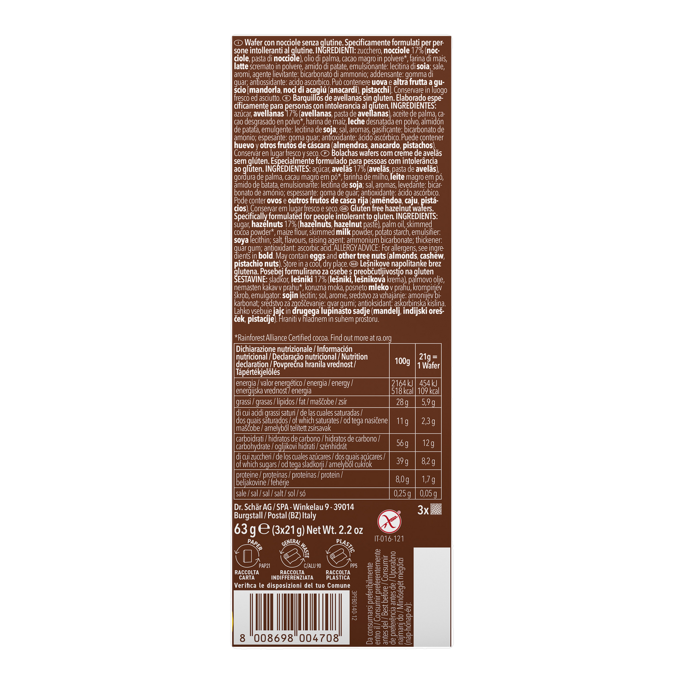 Noccioli Sin Gluten 3x21g