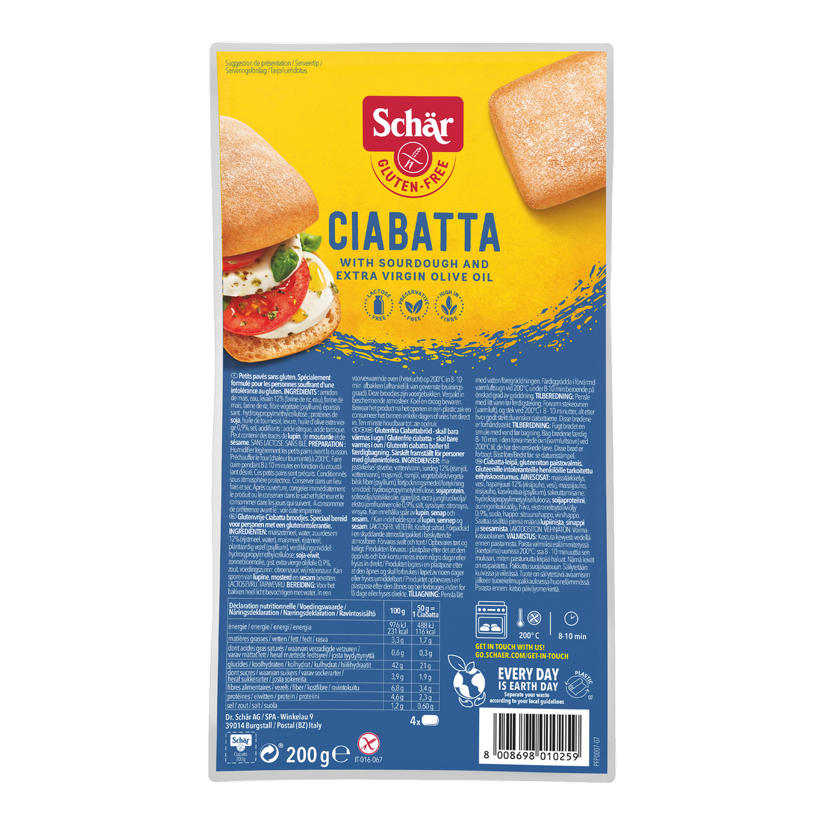 Ciabatta Sin Gluten 200g