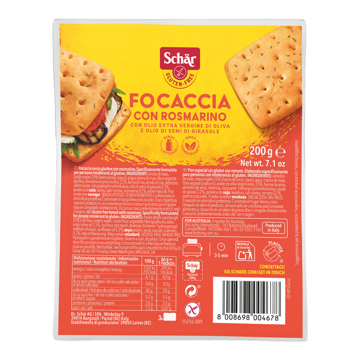Focaccia al Romero Sin Gluten 200g